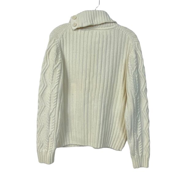 Woman's TOMMY HILFIGER Cable Knit Turtleneck Sweater XXL Cream Button Neck Cozy - Picture 9 of 12
